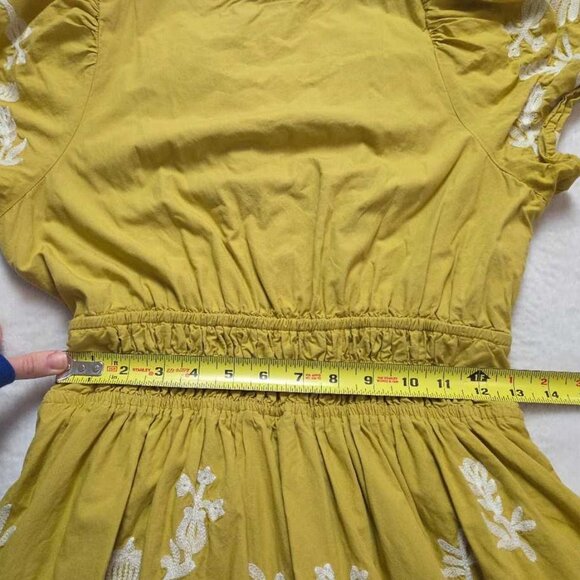 S By Anthropologie The Somerset printed maxi dress yellow embroidered flowers 3 - Picture 11 of 12